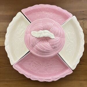 Vintage Mid Century Hoenig of California Ceramic Lazy Susan Serving Set 6 Piece